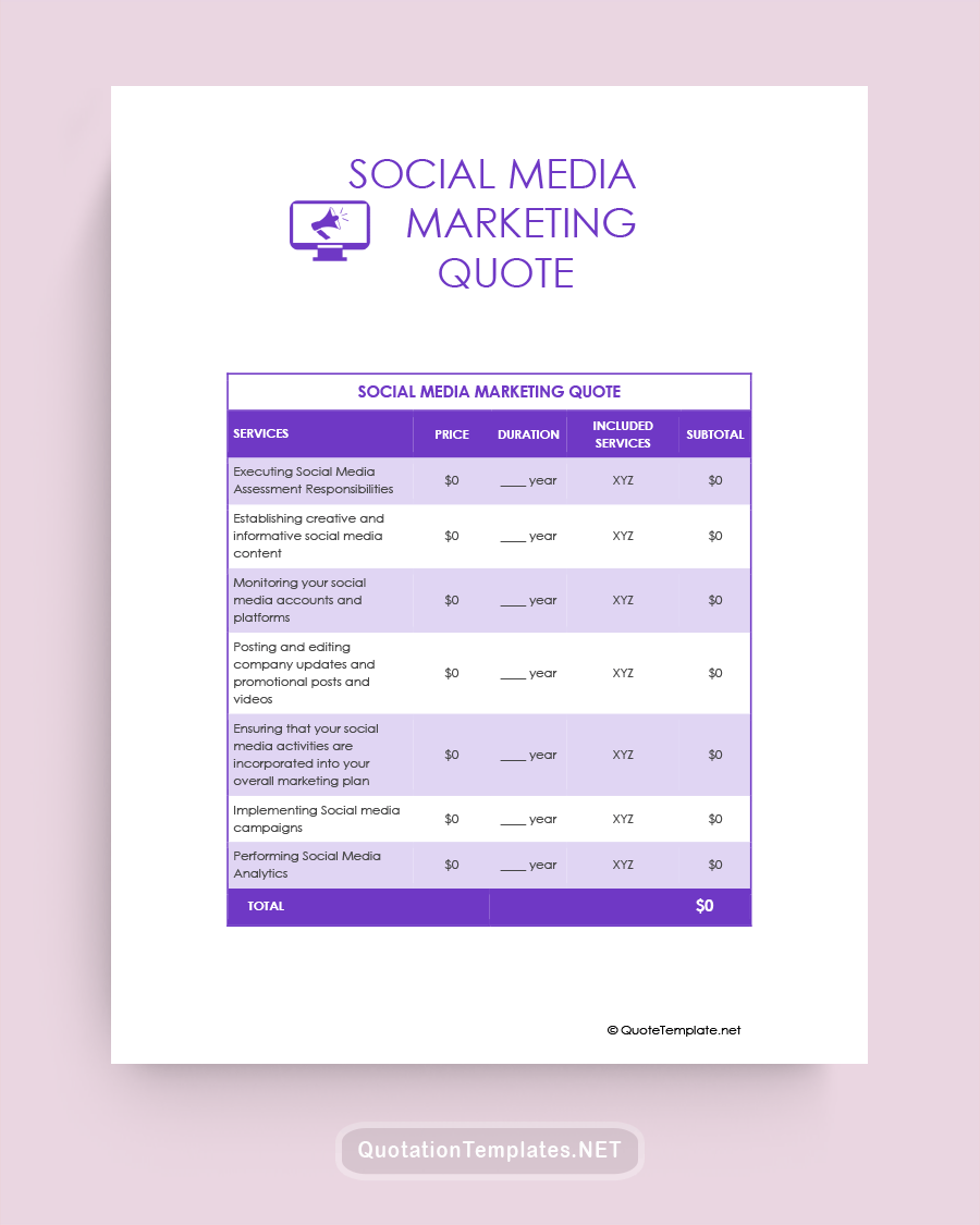 Social Media Marketing Quote Template - Purple