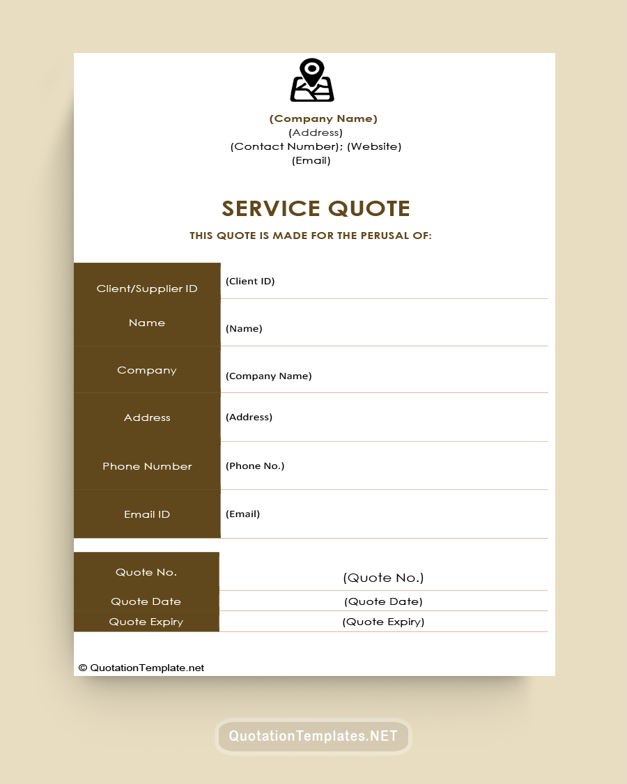 Work From Home Service Quote Template - Dark Brown